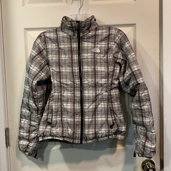 Women's The North Face Brown Plaid Puffer Liner Jacket size S/P small - Picture 1 of 13